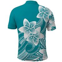 Polynesian Plumeria Flowers Tribal Polo Shirt Pacific Tattoo Teal Style - Polynesian Pride