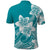 Polynesian Plumeria Flowers Tribal Polo Shirt Pacific Tattoo Teal Style - Polynesian Pride