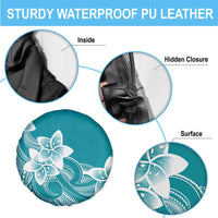 Polynesian Plumeria Flowers Tribal Spare Tire Cover Pacific Tattoo Teal Style - Polynesian Pride