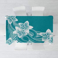 Polynesian Plumeria Flowers Tribal Tablecloth Pacific Tattoo Teal Style - Polynesian Pride