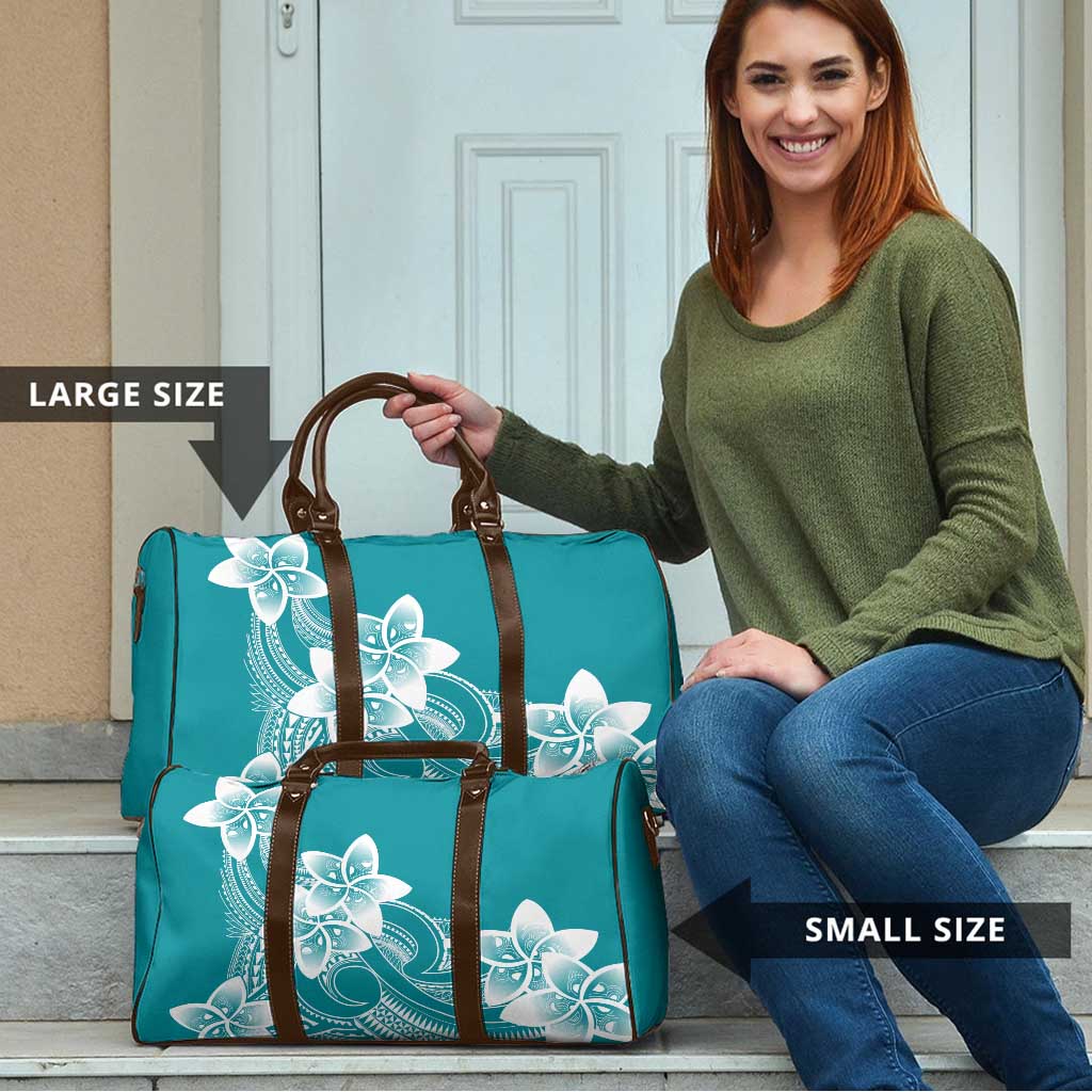 Polynesian Plumeria Flowers Tribal Travel Bag Pacific Tattoo Teal Style - Polynesian Pride