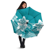 Polynesian Plumeria Flowers Tribal Umbrella Pacific Tattoo Teal Style - Polynesian Pride