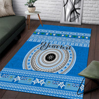 Personalised Fiji Marau Na Kerisimasi Area Rug Merry Christmas Tapa Pattern Blue Style LT9 Red - Polynesian Pride