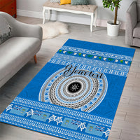 Personalised Fiji Marau Na Kerisimasi Area Rug Merry Christmas Tapa Pattern Blue Style LT9 - Polynesian Pride