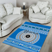 Personalised Fiji Marau Na Kerisimasi Area Rug Merry Christmas Tapa Pattern Blue Style LT9 - Polynesian Pride