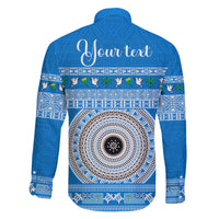 Personalised Fiji Marau Na Kerisimasi Family Matching Summer Maxi Dress and Hawaiian Shirt Merry Christmas Tapa Pattern Blue Style LT9 - Polynesian Pride