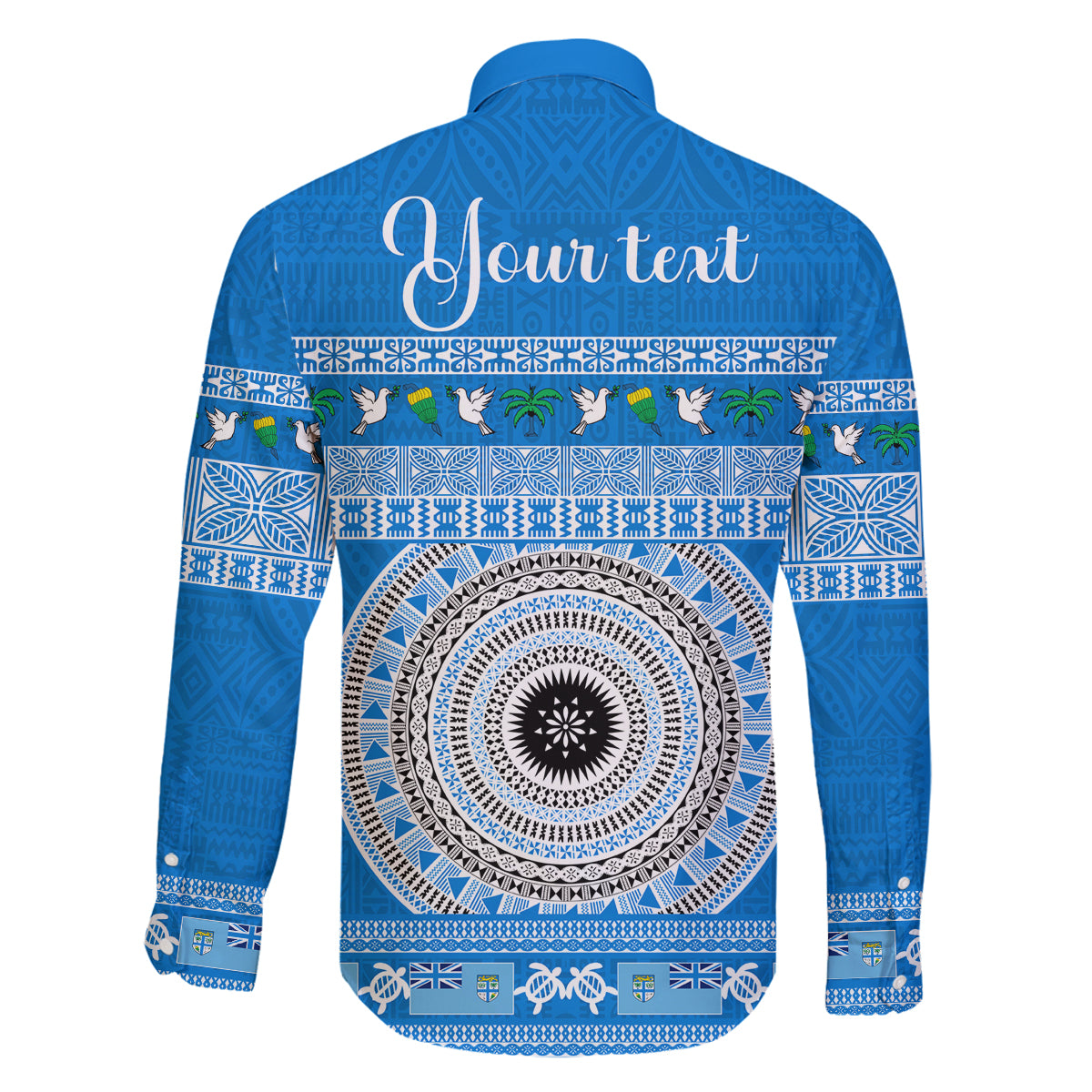 Personalised Fiji Marau Na Kerisimasi Family Matching Tank Maxi Dress and Hawaiian Shirt Merry Christmas Tapa Pattern Blue Style LT9 - Polynesian Pride