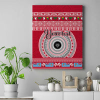 Personalised Fiji Marau Na Kerisimasi Canvas Wall Art Merry Christmas Tapa Pattern Red Style LT9 Red - Polynesian Pride