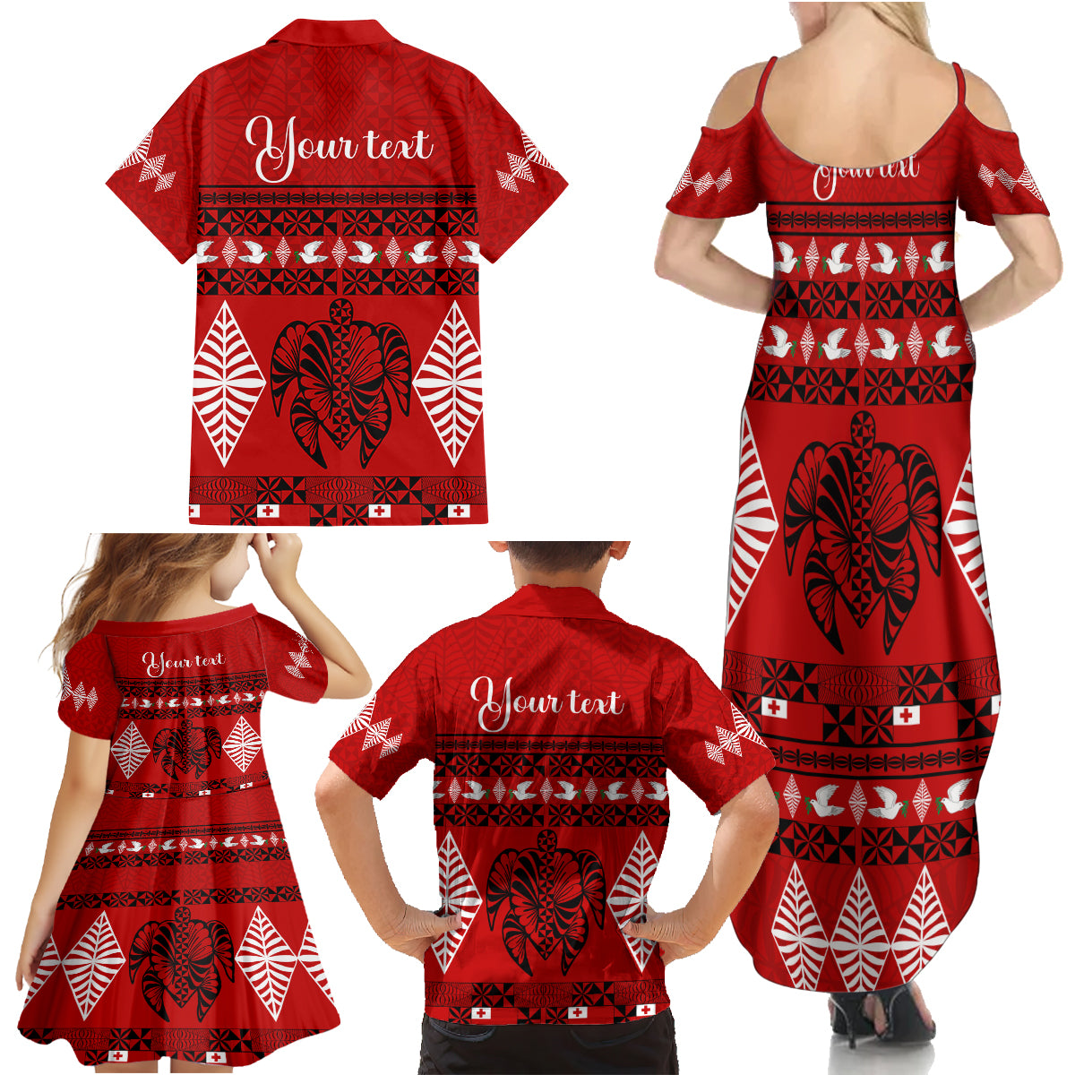 Personalised Tonga Kilisimasi Fiefia Family Matching Summer Maxi Dress and Hawaiian Shirt Merry Christmas with Turtle Ngatu Pattern LT9 - Polynesian Pride