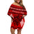 Personalised Tonga Kilisimasi Fiefia Off Shoulder Short Dress Merry Christmas with Turtle Ngatu Pattern LT9 Women Red - Polynesian Pride