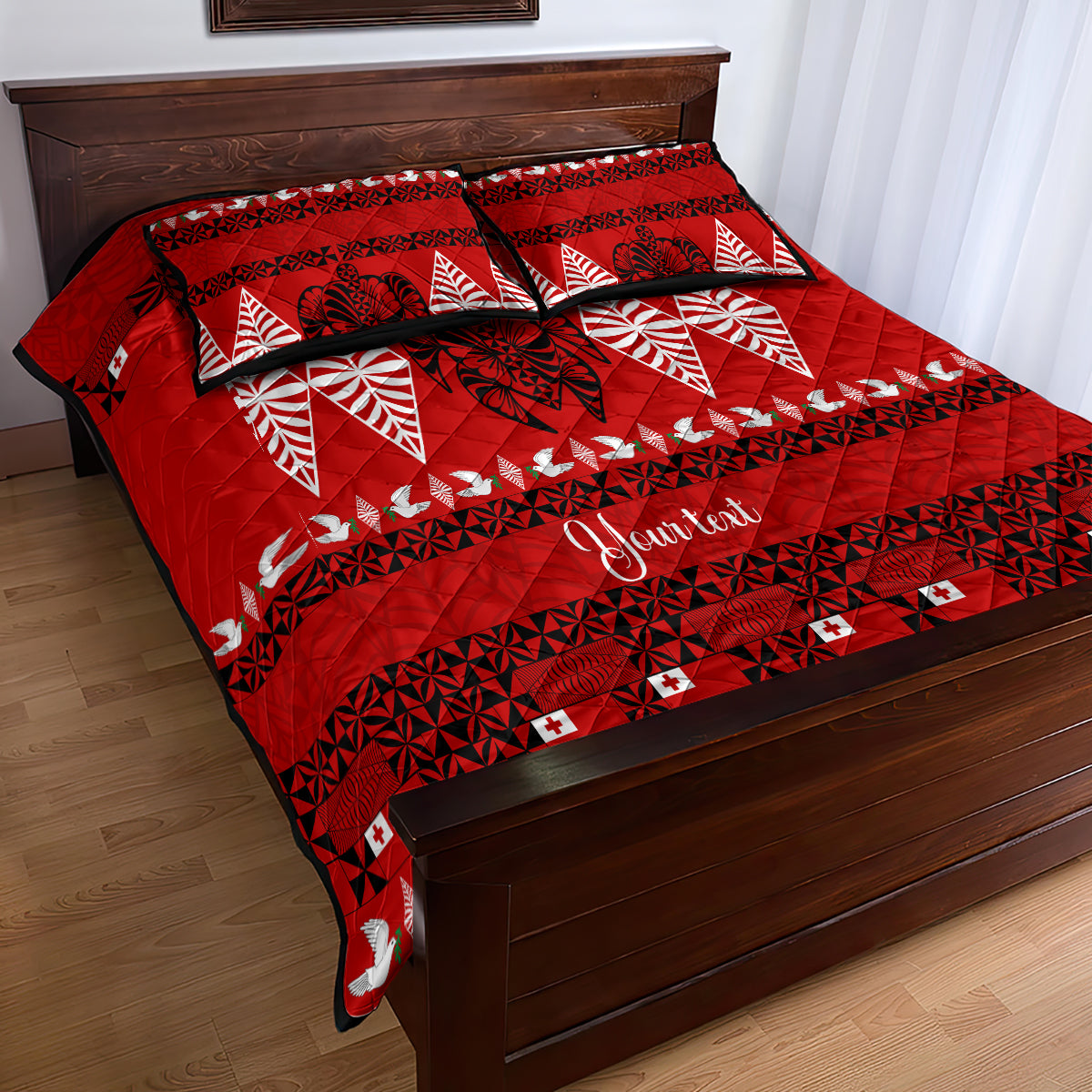 Personalised Tonga Kilisimasi Fiefia Quilt Bed Set Merry Christmas with Turtle Ngatu Pattern LT9 - Polynesian Pride