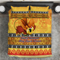 PNG Hamamas Krismas Bedding Set Papua New Guinea Bird Of Paradise Merry Christmas Gold Style LT9 Gold - Polynesian Pride