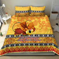 PNG Hamamas Krismas Bedding Set Papua New Guinea Bird Of Paradise Merry Christmas Gold Style LT9 - Polynesian Pride