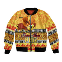 PNG Hamamas Krismas Bomber Jacket Papua New Guinea Bird Of Paradise Merry Christmas Gold Style LT9 Unisex Gold - Polynesian Pride