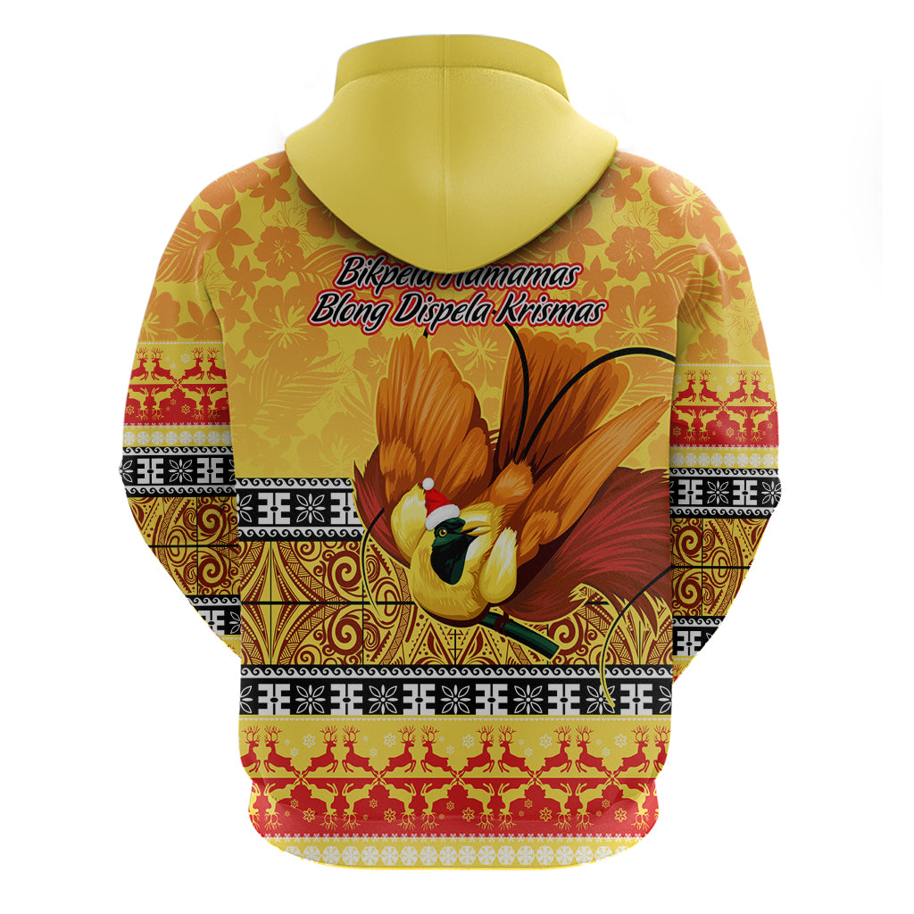 PNG Hamamas Krismas Hoodie Papua New Guinea Bird Of Paradise Merry Christmas Gold Style LT9 - Polynesian Pride