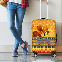 PNG Hamamas Krismas Luggage Cover Papua New Guinea Bird Of Paradise Merry Christmas Gold Style LT9 - Polynesian Pride