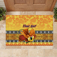 Personalised PNG Hamamas Krismas Rubber Doormat Papua New Guinea Bird Of Paradise Merry Christmas Gold Style LT9 - Polynesian Pride