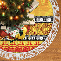 Personalised PNG Hamamas Krismas Tree Skirt Papua New Guinea Bird Of Paradise Merry Christmas Gold Style LT9 - Polynesian Pride