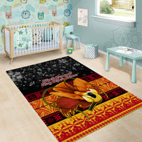 PNG Hamamas Krismas Area Rug Papua New Guinea Bird Of Paradise Merry Christmas Black Style LT9 - Polynesian Pride