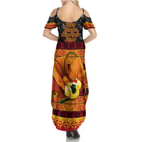 PNG Hamamas Krismas Family Matching Summer Maxi Dress and Hawaiian Shirt Papua New Guinea Bird Of Paradise Merry Christmas Black Style LT9 - Polynesian Pride