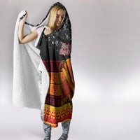 PNG Hamamas Krismas Hooded Blanket Papua New Guinea Bird Of Paradise Merry Christmas Black Style LT9 - Polynesian Pride