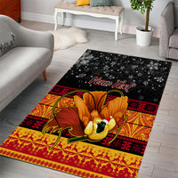 Personalised PNG Hamamas Krismas Area Rug Papua New Guinea Bird Of Paradise Merry Christmas Black Style LT9 - Polynesian Pride