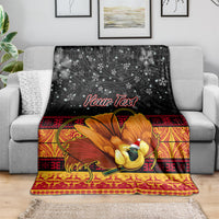 Personalised PNG Hamamas Krismas Blanket Papua New Guinea Bird Of Paradise Merry Christmas Black Style LT9 - Polynesian Pride