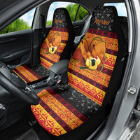Personalised PNG Hamamas Krismas Car Seat Cover Papua New Guinea Bird Of Paradise Merry Christmas Black Style LT9 - Polynesian Pride