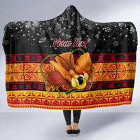 Personalised PNG Hamamas Krismas Hooded Blanket Papua New Guinea Bird Of Paradise Merry Christmas Black Style LT9 - Polynesian Pride
