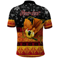 Personalised PNG Hamamas Krismas Polo Shirt Papua New Guinea Bird Of Paradise Merry Christmas Black Style LT9 - Polynesian Pride