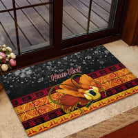 Personalised PNG Hamamas Krismas Rubber Doormat Papua New Guinea Bird Of Paradise Merry Christmas Black Style LT9 - Polynesian Pride