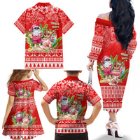 Personalised Hawaii Mele Kalikimaka Family Matching Off Shoulder Long Sleeve Dress and Hawaiian Shirt Santa Beach Merry Christmas LT9 - Polynesian Pride