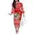 Personalised Hawaii Mele Kalikimaka Family Matching Off Shoulder Long Sleeve Dress and Hawaiian Shirt Santa Beach Merry Christmas LT9 Mom's Dress Red - Polynesian Pride