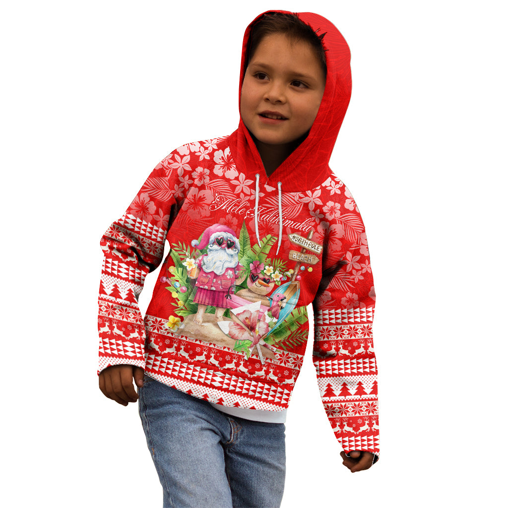 Personalised Hawaii Mele Kalikimaka Kid Hoodie Santa Beach Merry Christmas LT9 - Polynesian Pride