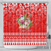 Personalised Hawaii Mele Kalikimaka Shower Curtain Santa Beach Merry Christmas LT9 - Polynesian Pride