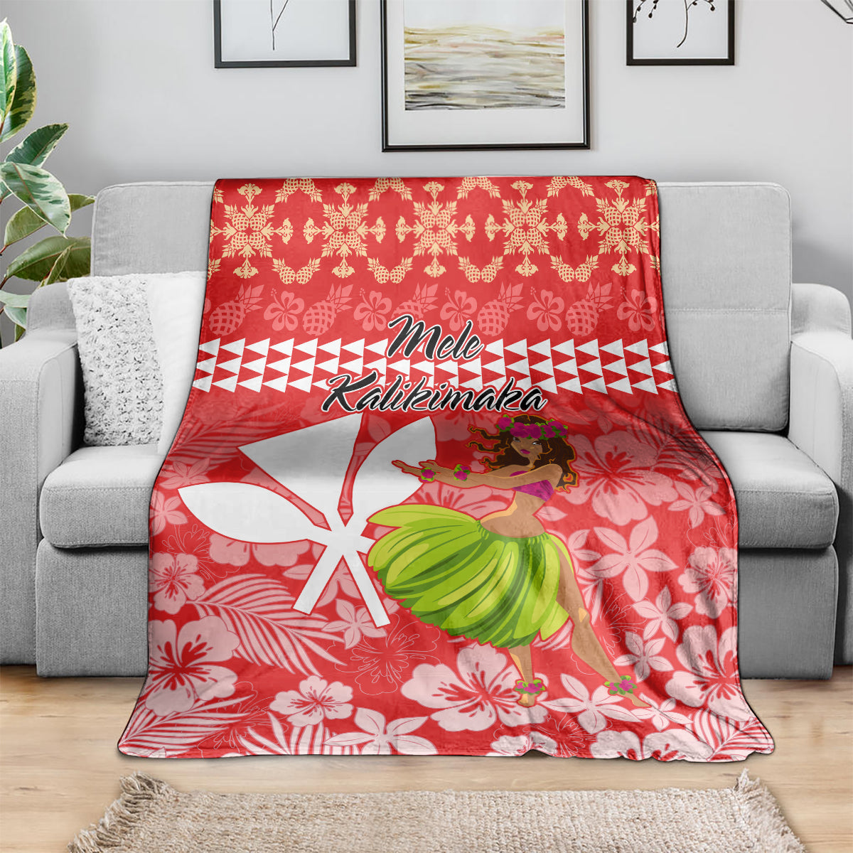 Hawaii Mele Kalikimaka Blanket Santa Claus and Hula Dancing Merry Christmas LT9 - Polynesian Pride