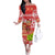 Hawaii Mele Kalikimaka Family Matching Off Shoulder Long Sleeve Dress and Hawaiian Shirt Santa Claus and Hula Dancing Merry Christmas LT9 Mom's Dress Red - Polynesian Pride