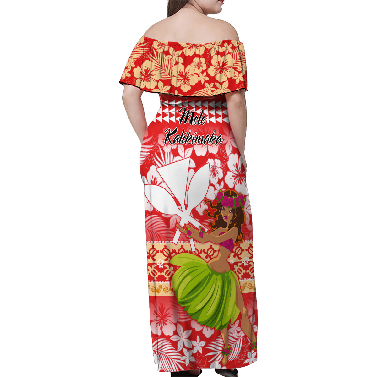 Hawaii Mele Kalikimaka Family Matching Off Shoulder Maxi Dress and Hawaiian Shirt Santa Claus and Hula Dancing Merry Christmas LT9 - Polynesian Pride