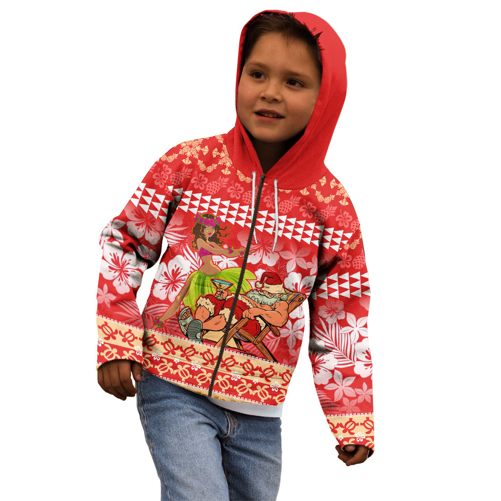 Hawaii Mele Kalikimaka Kid Hoodie Santa Claus and Hula Dancing Merry Christmas LT9 - Polynesian Pride