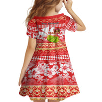 Hawaii Mele Kalikimaka Kid Short Sleeve Dress Santa Claus and Hula Dancing Merry Christmas LT9 - Polynesian Pride