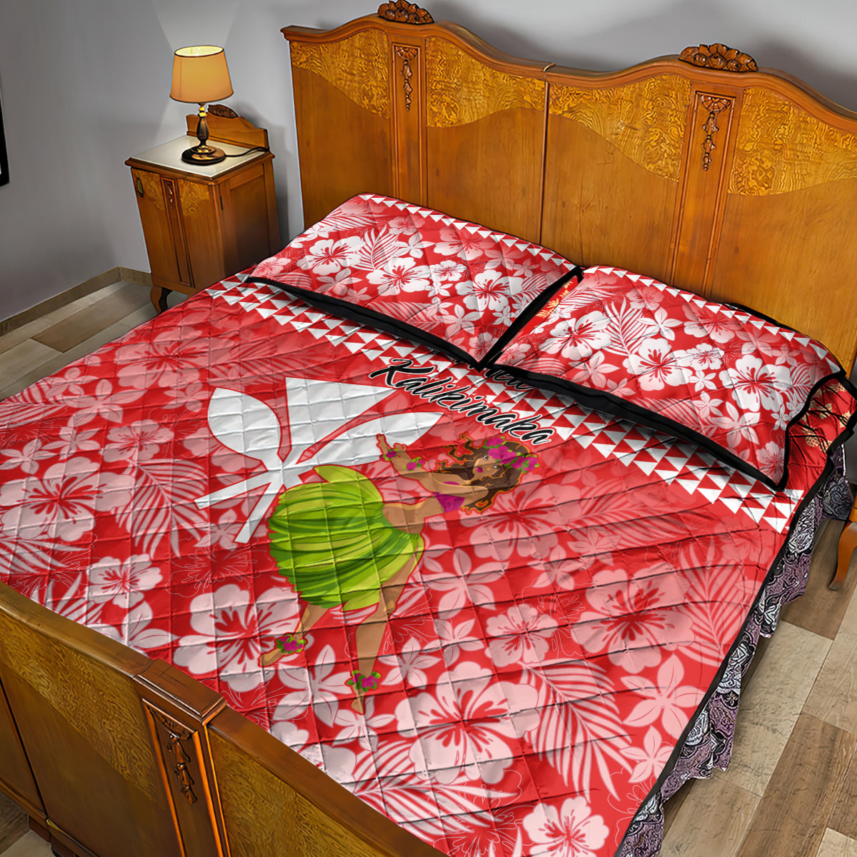 Hawaii Mele Kalikimaka Quilt Bed Set Santa Claus and Hula Dancing Merry Christmas LT9 - Polynesian Pride
