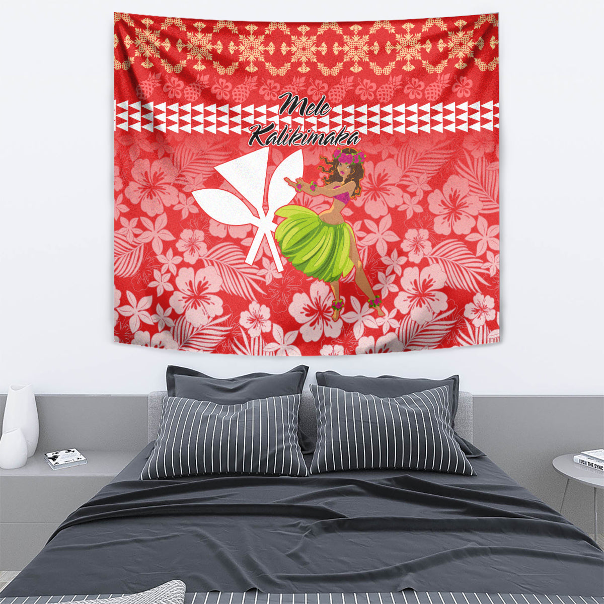 Hawaii Mele Kalikimaka Tapestry Santa Claus and Hula Dancing Merry Christmas LT9 - Polynesian Pride