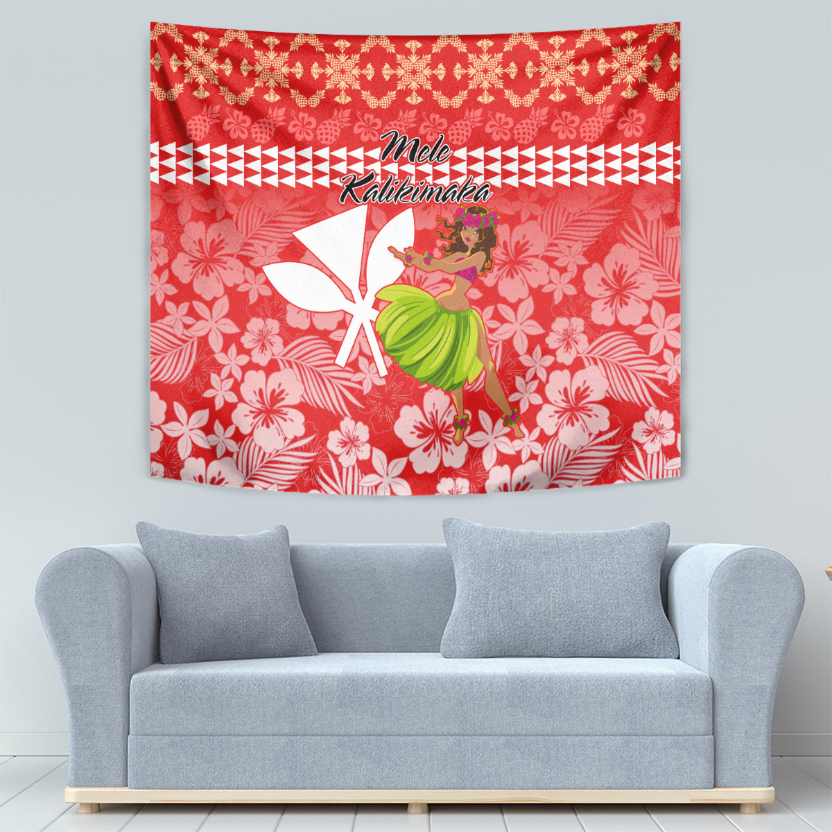 Hawaii Mele Kalikimaka Tapestry Santa Claus and Hula Dancing Merry Christmas LT9 - Polynesian Pride