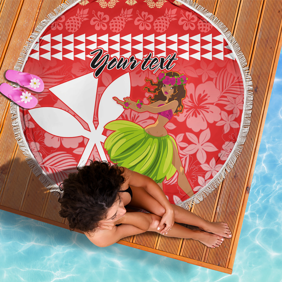 Personalised Hawaii Mele Kalikimaka Beach Blanket Santa Claus and Hula Dancing Merry Christmas LT9 - Polynesian Pride