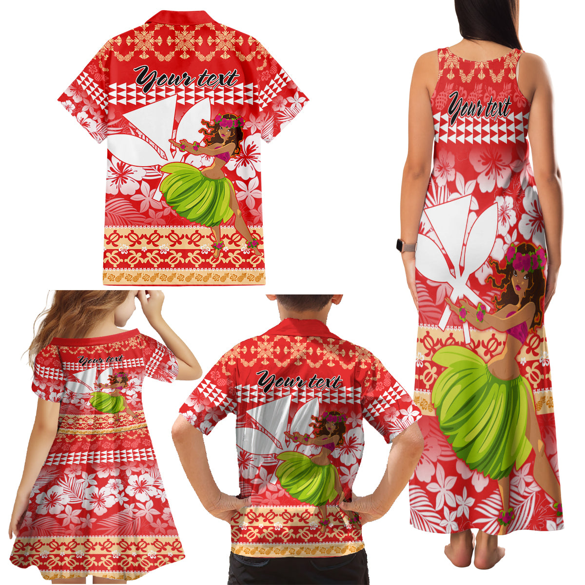 Personalised Hawaii Mele Kalikimaka Family Matching Tank Maxi Dress and Hawaiian Shirt Santa Claus and Hula Dancing Merry Christmas LT9 - Polynesian Pride