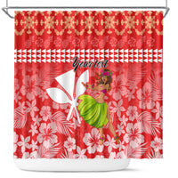 Personalised Hawaii Mele Kalikimaka Shower Curtain Santa Claus and Hula Dancing Merry Christmas LT9 Red - Polynesian Pride