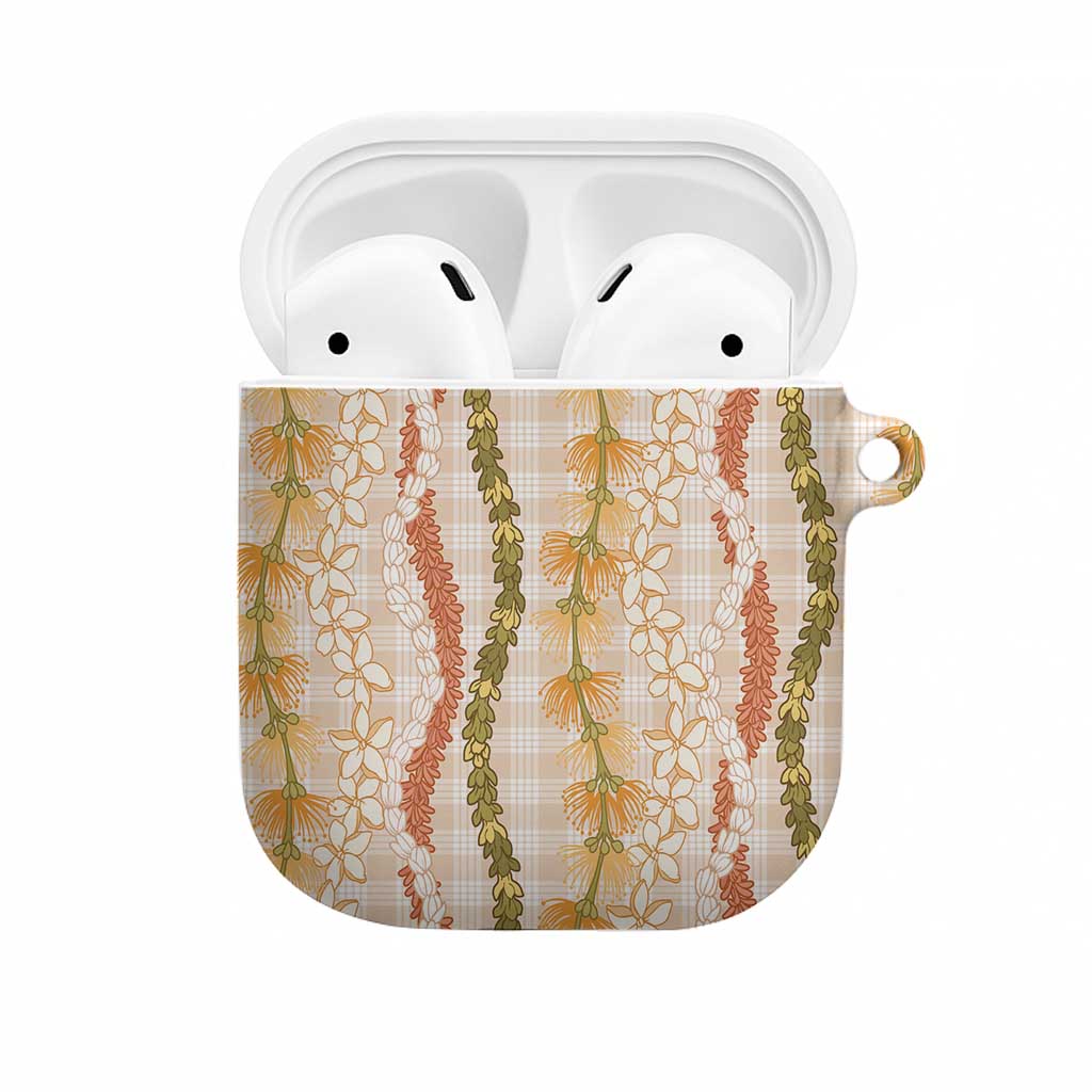 Hawaiian Ohia Lehua Lei AirPods Case Plaid Palaka Ahiehie Pattern - Polynesian Pride
