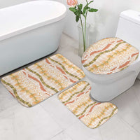 Hawaiian Ohia Lehua Lei Bathroom Set Plaid Palaka Ahiehie Pattern - Polynesian Pride