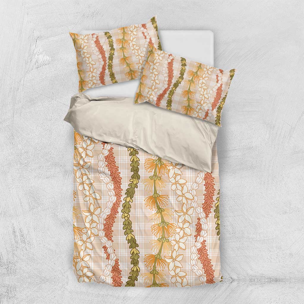 Hawaiian Ohia Lehua Lei Bedding Set Plaid Palaka Ahiehie Pattern - Polynesian Pride