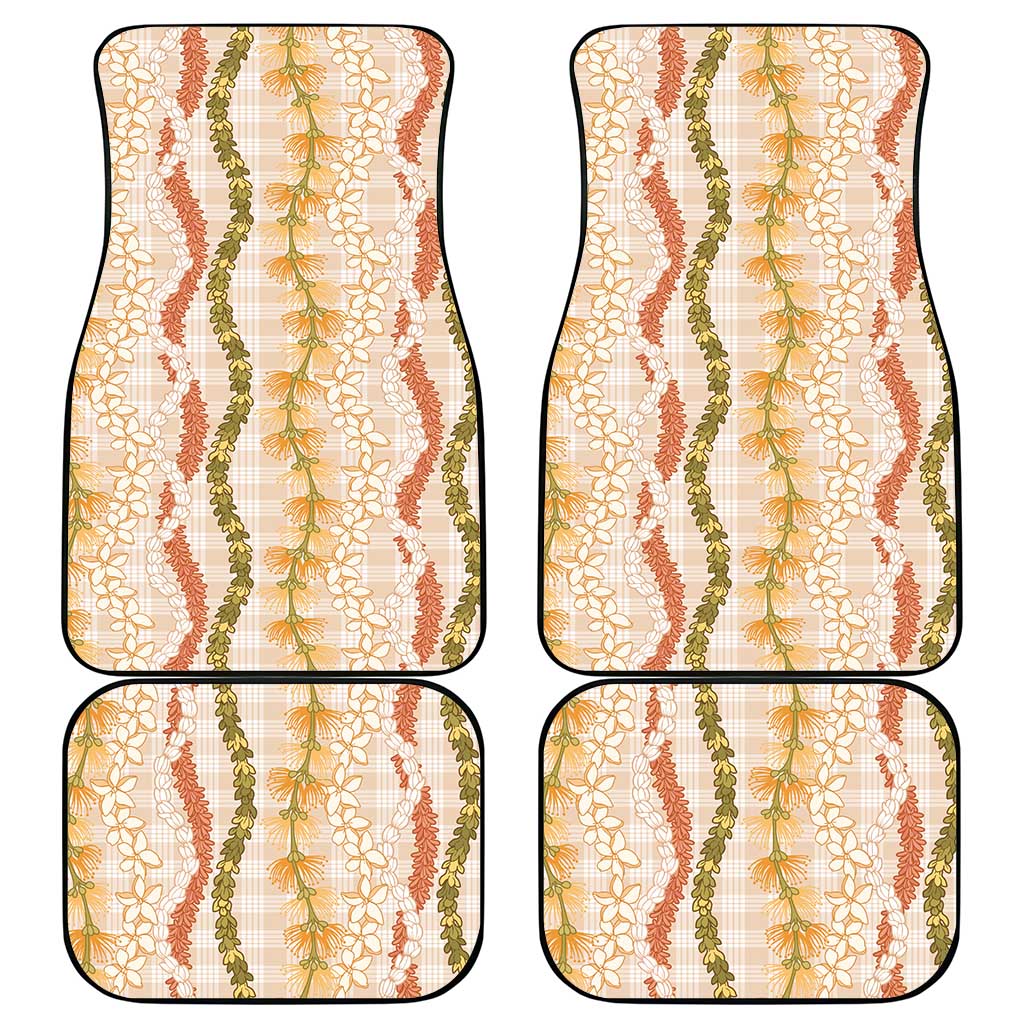 Hawaiian Ohia Lehua Lei Car Mats Plaid Palaka Ahiehie Pattern - Polynesian Pride